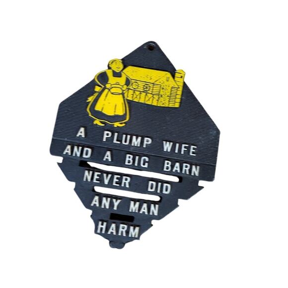 A Plump Wife and a Big Barn Never Did Any Man Harm Vintage Trivet - Picture 1 of 3